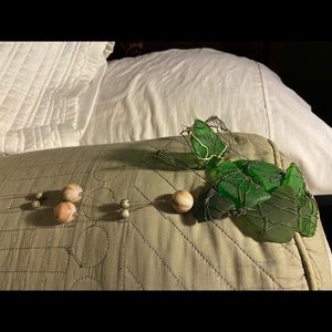 Green Sea Glass necklace & bracelet “custom made”